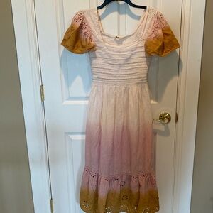 Anthropologie dip dyed eyelet detail dress M medium New